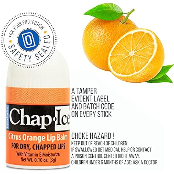 Chap Ice | PREMIUM AND TRADITIONAL LIP BALM FOR CHAPPED, DRY, OR WINDBURNED LIPS | POCKET SIZE DISPLAY WITH ASSORTED FLAVORS - CHERRY, CITRUS ORANGE, KIWI LIME - 50 MINI STICKS (0.10OZ/3G) - Image 3